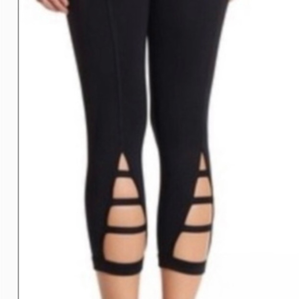 Zella High Waist Black Leggings with Lattice Detail